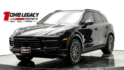 Black 2023 Porsche Cayenne S photographed on the One Legacy Motors turntable