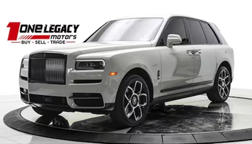 Silver 2022 Rolls-Royce Cullinan photographed on the One Legacy Motors turntable
