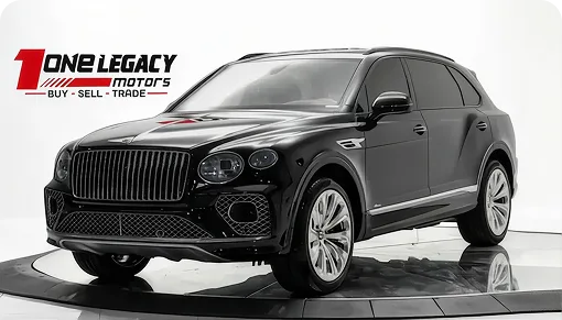 Black 2023 Bentley Bentayga EWB Azure photographed on the One Legacy Motors turntable