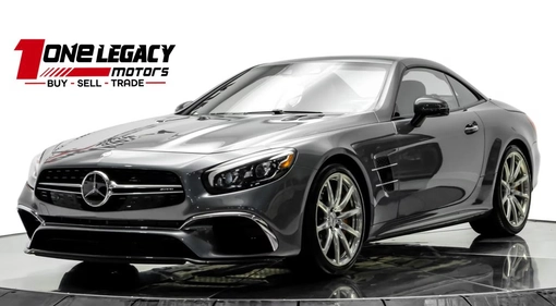Grey 2017 Mercedes-Benz SL 65 with the roof up, photographed on the One Legacy Motors turntable